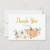 Carte de remerciements Baby shower Citrouille blan (Devant)
