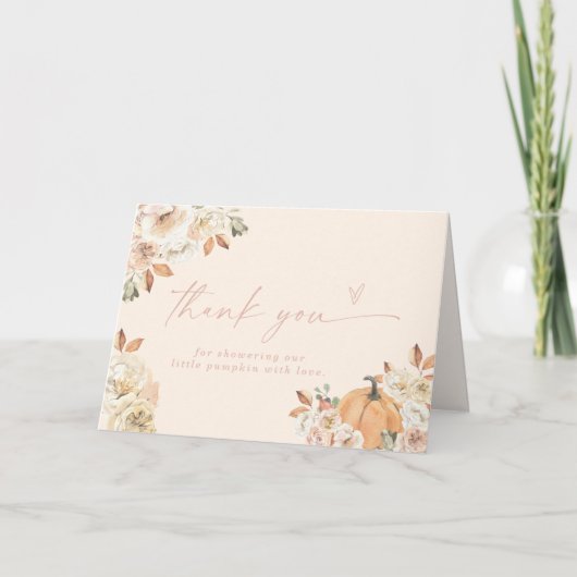 Carte de remerciements Baby shower citrouille, Boh (Devant)