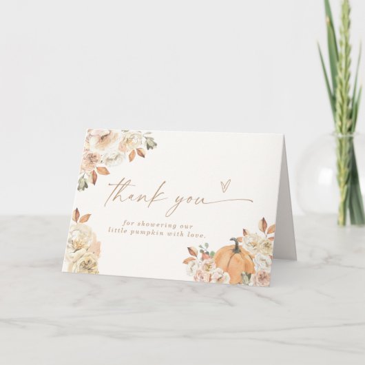 Carte de remerciements Baby shower citrouille, Boh (Devant)