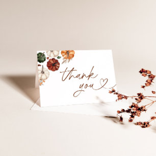 Carte de remerciements Baby shower citrouille, Boh