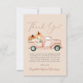 Carte De Remerciements Baby shower citrouille d'aquarelle de camion (Devant)