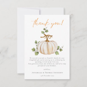 Carte De Remerciements Baby shower Citrouille d'automne neutre
