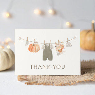 Carte De Remerciements Baby shower Citrouille d'automne Vêtements de bébé