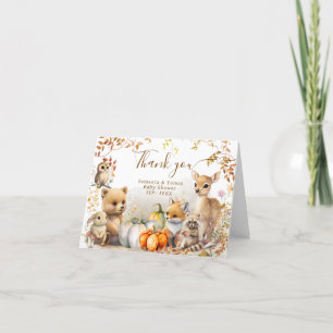 Carte De Remerciements Baby shower Citrouille de Fall Woodland Little