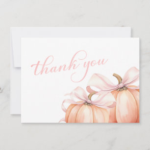 Carte De Remerciements Baby shower Citrouille de la Bow rose Coquette