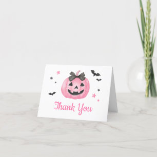 Carte De Remerciements Baby shower Citrouille de Little Boo Éffrayant ros