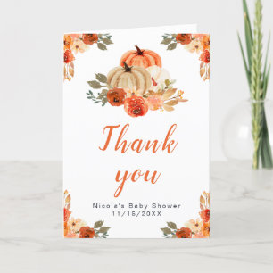 Carte De Remerciements Baby shower Citrouille orange
