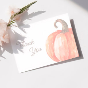 Carte De Remerciements Baby shower Citrouille orange de l'aquarelle d'aut
