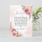 Carte de remerciements Baby shower Citrouille rose (Debout devant)