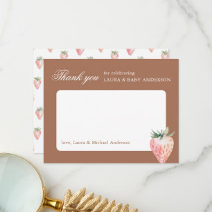 Carte De Remerciements Baby Shower Classique aux Fraises Sucrées