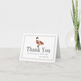 Carte De Remerciements Baby shower classique canard/colard blanc garçon