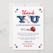 Carte De Remerciements Baby shower classique de baseball (Devant)