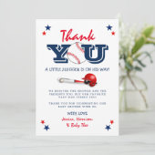 Carte De Remerciements Baby shower classique de baseball (Debout devant)