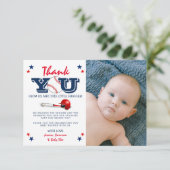 Carte De Remerciements Baby shower classique de baseball (Debout devant)