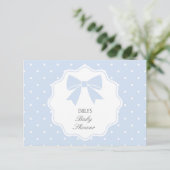 Carte De Remerciements Baby shower classique Pois Dusty Blue Bow Boy (Debout devant)