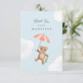 Carte De Remerciements Baby shower classique Teddy Bear Pastel (Debout devant)
