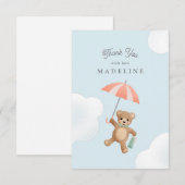 Carte De Remerciements Baby shower classique Teddy Bear Pastel (Devant / Derrière)