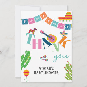 Carte De Remerciements Baby shower coloré mexicain Fiesta