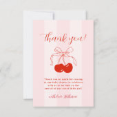 Carte De Remerciements Baby shower Coquette Cherry (Devant)