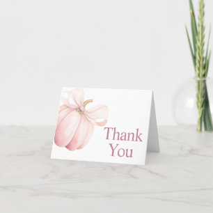 Carte De Remerciements Baby shower Coquette Citrouille rose