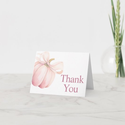Carte De Remerciements Baby shower Coquette Citrouille rose (Devant)