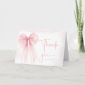 Carte De Remerciements Baby shower Coquette rose Bow (Devant)