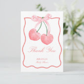 Carte De Remerciements Baby shower coquette rose cerise (Debout devant)