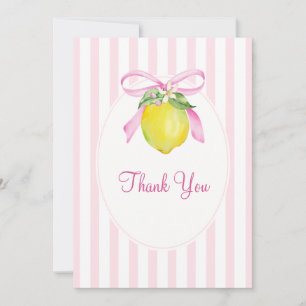 Carte De Remerciements Baby Shower Coquette Rose Citron