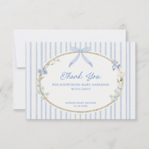 Carte De Remerciements Baby-Shower Cottage Bleu