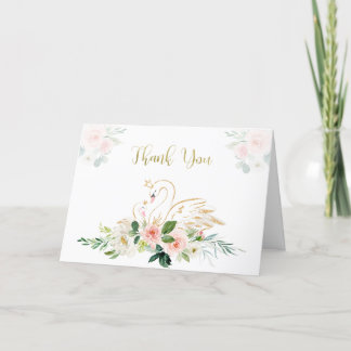 Carte de remerciements Baby shower cygne