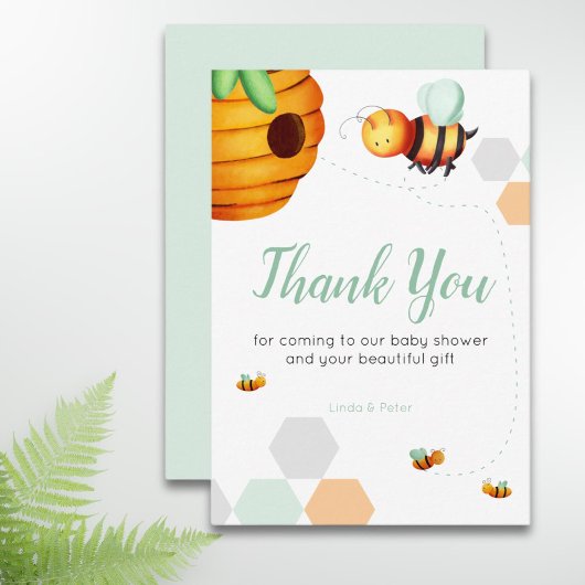 Carte De Remerciements Baby shower d'abeilles