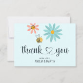 Carte De Remerciements Baby shower d'abeilles bleu clair (Devant)