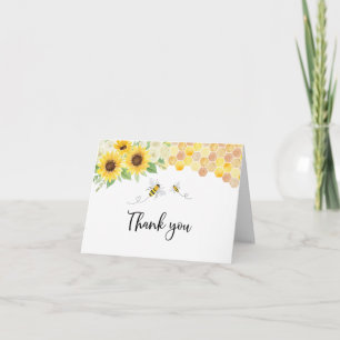Carte De Remerciements Baby shower d'abeilles de tournesol