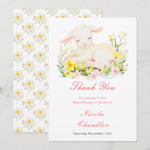 Carte De Remerciements Baby shower d'agneau de printemps