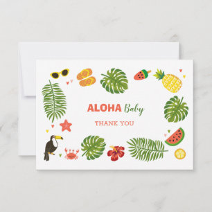 Carte De Remerciements Baby shower d'Aloha hawaïen tropical