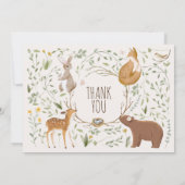 Carte De Remerciements Baby shower d'amis de la forêt (Dos)
