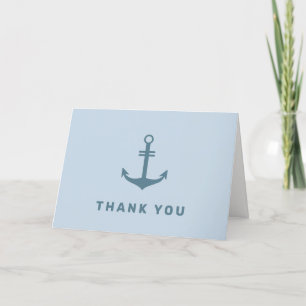 Carte De Remerciements Baby shower d'Ancre simple bleu clair