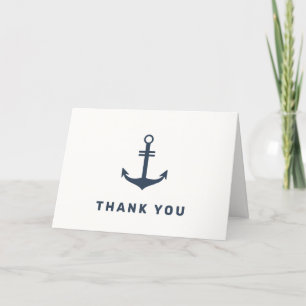 Carte De Remerciements Baby shower d'Ancres nautiques élégant bleu marine