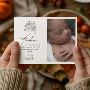 Carte De Remerciements Baby shower d'animaux de la forêt antique