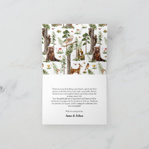 Carte De Remerciements baby shower d'animaux forestiers