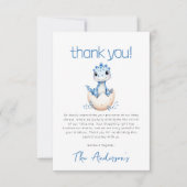 Carte De Remerciements Baby shower d'aquarelle bleu Dinosaur (Devant)