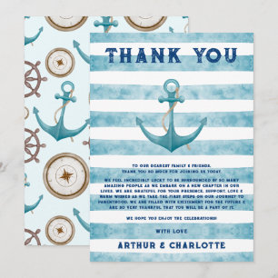 Carte De Remerciements Baby shower d'aquarelle bleu marine