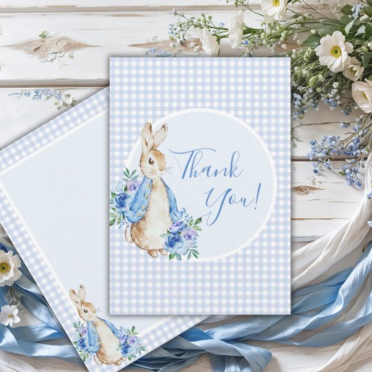 Carte De Remerciements Baby shower d'aquarelle Blue Rabbit