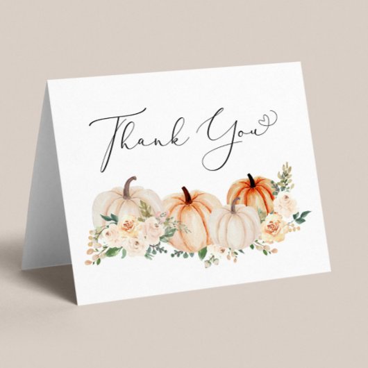 Carte De Remerciements Baby shower d'aquarelle citrouille