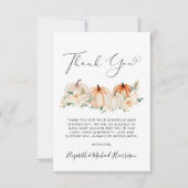 Carte De Remerciements Baby shower d'aquarelle citrouille (Devant)