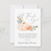 Carte De Remerciements Baby shower d'aquarelle Citrouille orange (Devant)