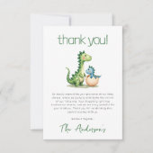 Carte De Remerciements Baby shower d'aquarelle Cute Dinosaur (Devant)