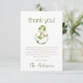 Carte De Remerciements Baby shower d'aquarelle Cute Dinosaur (Debout devant)