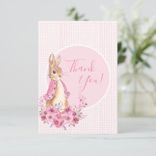 Carte De Remerciements Baby shower d'aquarelle de lapin rose