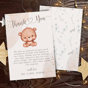 Carte De Remerciements Baby shower D'Aquarelle De L'Ours Neutre Selon Le